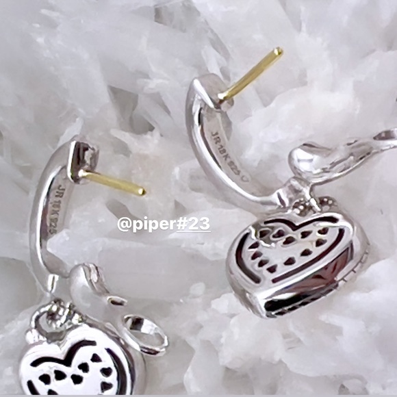 Judith Ripka JR TWO Sterling 18K Gold Rhodolite Heart Drop Legacy Earrings - Picture 5 of 8